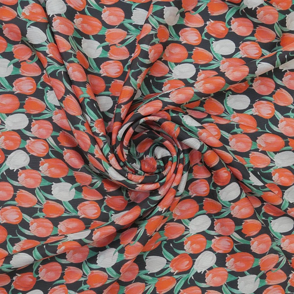 Текстурированный шелк с принтом Flora Sofia
